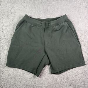 Lululemon Shorts Mens L Green Steady State Sweat Gym Yoga 7” Fleece M7BMSS